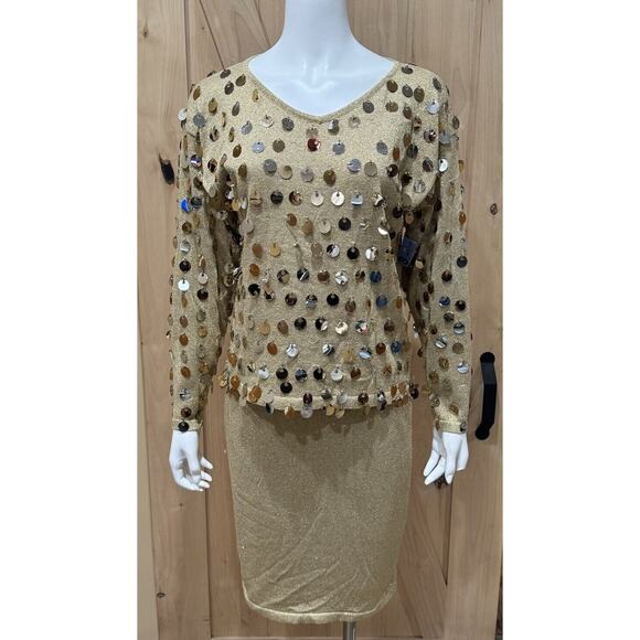 3-Piece Sequin Sweater Suit Blazer Jacket & Skirt Sets - Picture 3 of 15